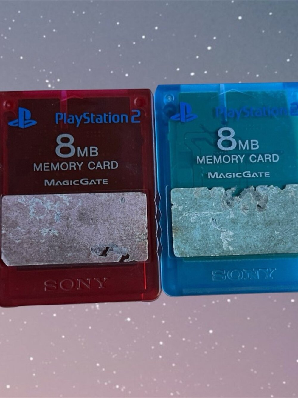 Sony Playstation PS2 SCPH-10020 RED & Blue 8MB Memory Cards OEM